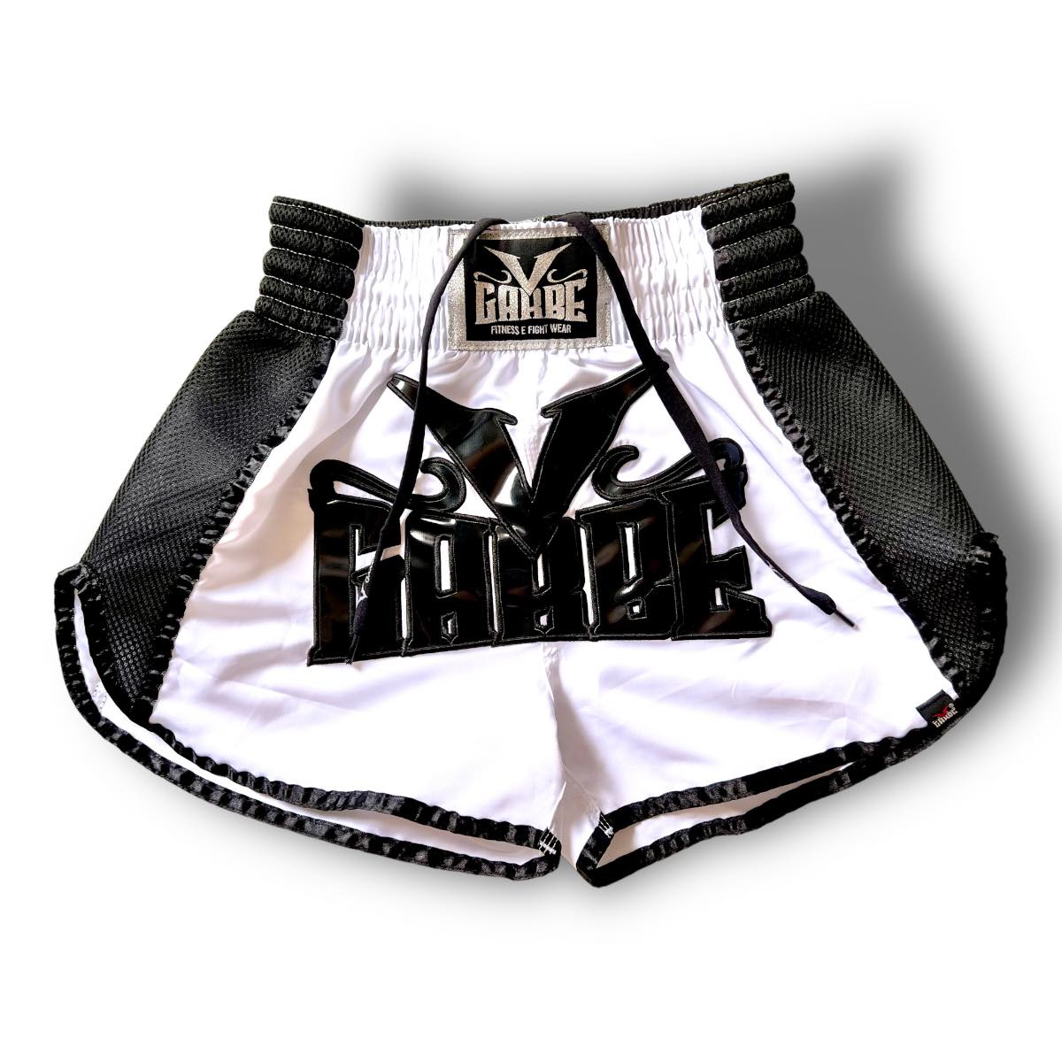 SHORT MUAY THAI KICKBONXING BRANCO COM PRETO VGARBE